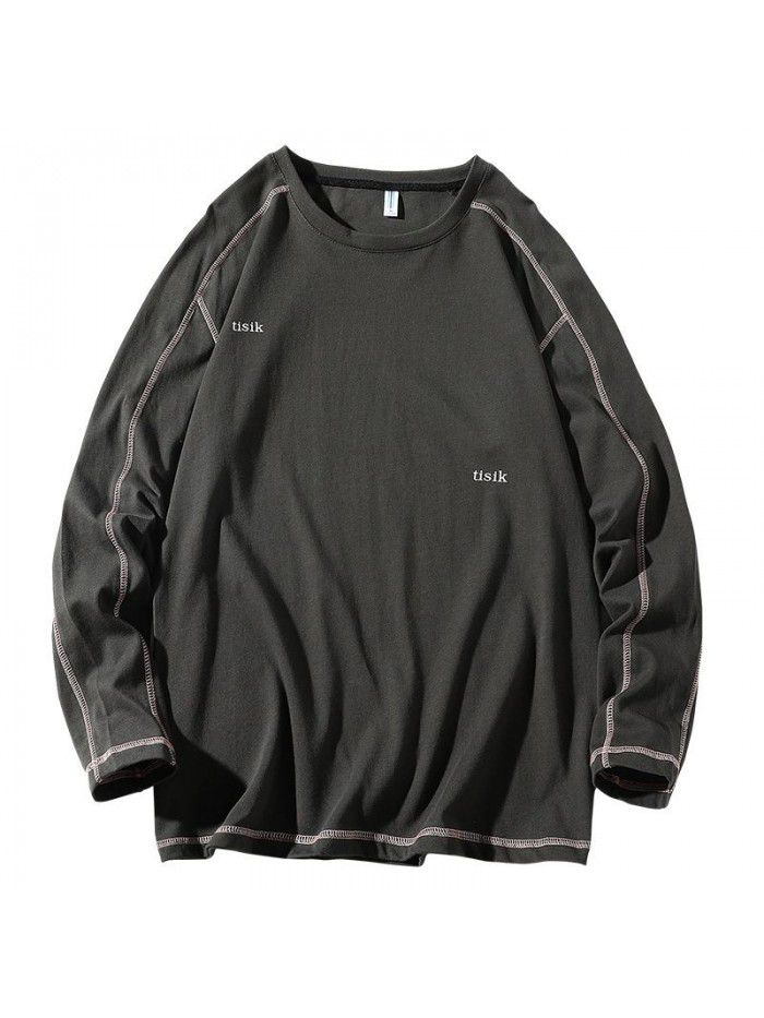autumn new men's long sleeve t-shirt men's elastic top men's cotton Korean round neck T-shirt 