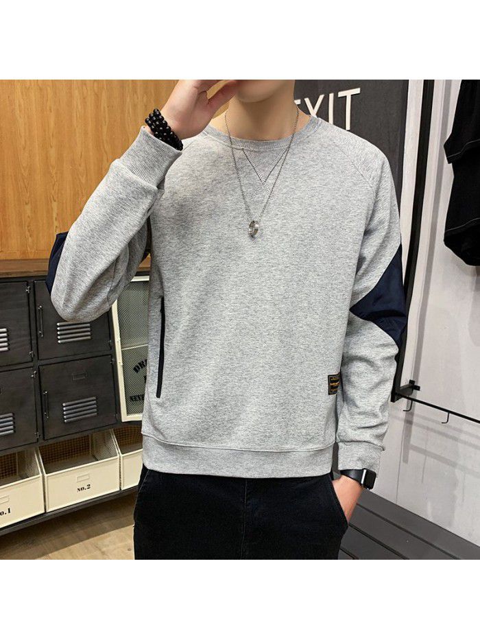 Weiyi men's  autumn new men's wear Korean fashion loose round neck bottom shirt Hong Kong Style youth student trend 