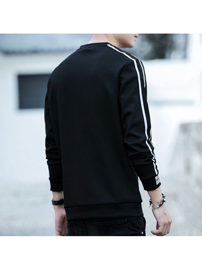 Men's T-shirt with long sleeves and round collar for men's wear 