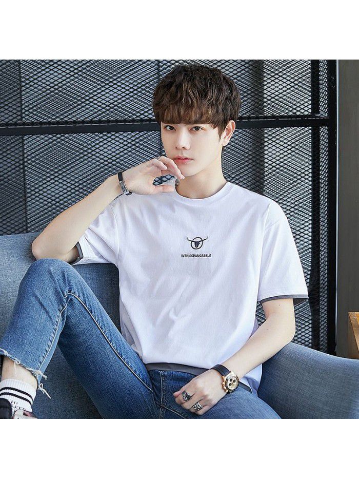  summer new men's T-shirt cotton short sleeve fashion brand men's loose youth half sleeve t-shirt men's wear 