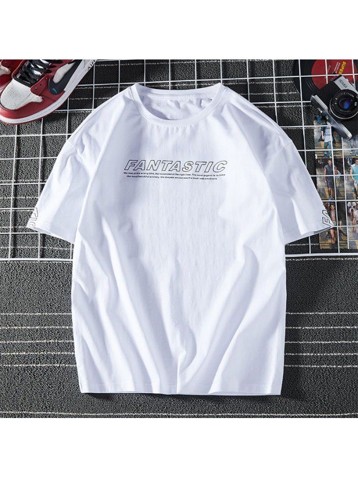 Breathable  new men's short sleeve T-shirt Summer Cotton sweat absorption large size loose half sleeve t-shirt men's fat 