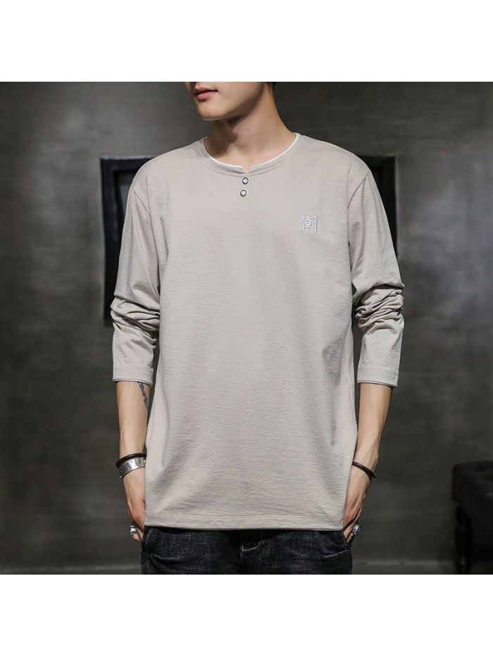  new men's long sleeve T-shirt Cotton autumn round neck body men's long sleeve base shirt fashion men's clothes 