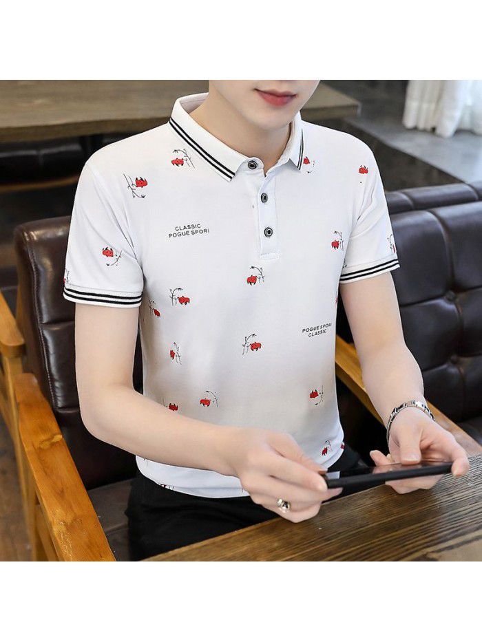  summer men's short sleeve polo shirt Korean slim Lapel thin short sleeve t-shirt men's casual top 