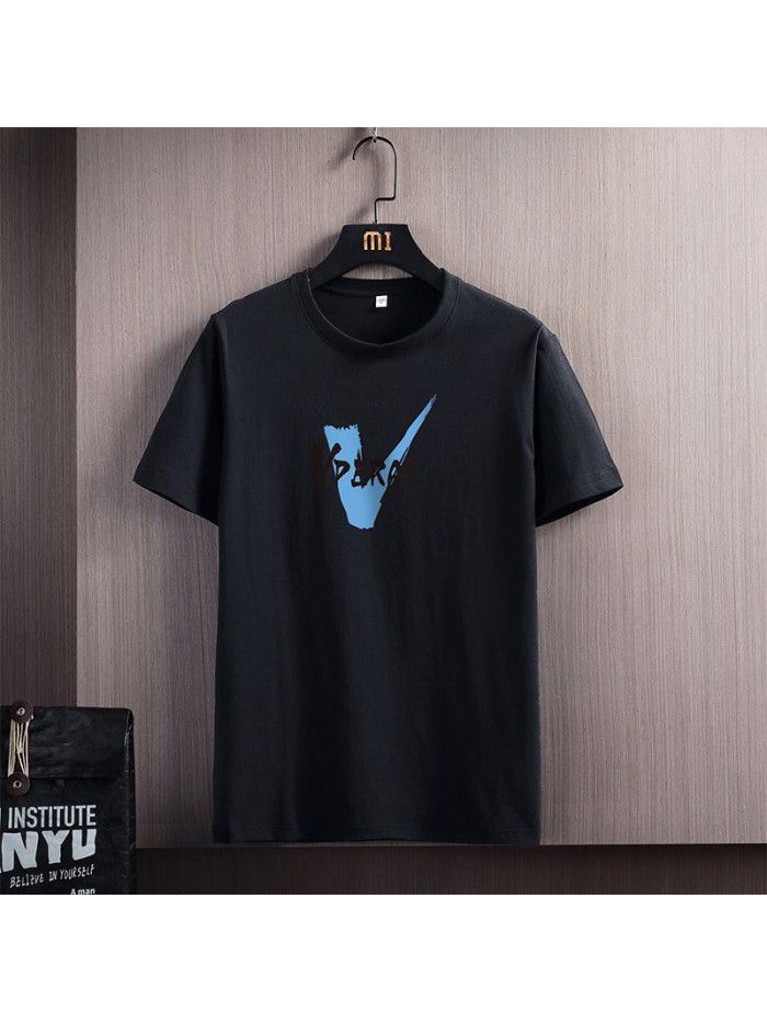Breathable  summer new men's short sleeve T-shirt cotton half sleeve large men's T-shirt Korean top student 