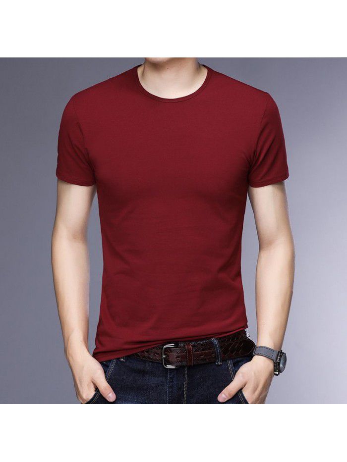 Breathable short sleeve t-shirt men's summer half sleeve T-shirt young and middle-aged men's round neck slim father's dress 