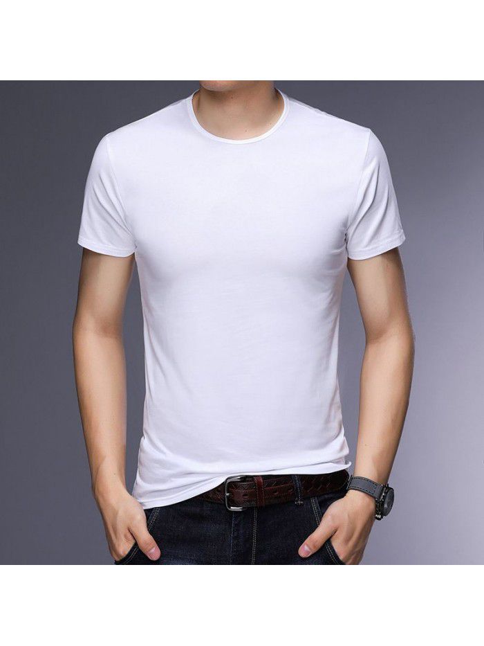 Breathable short sleeve t-shirt men's summer half sleeve T-shirt young and middle-aged men's round neck slim father's dress 
