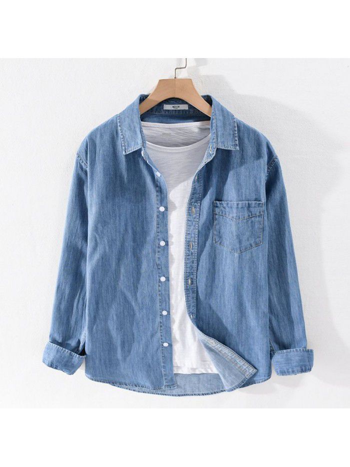 Denim shirt men's long sleeve autumn cotton loose long sleeve denim shirt casual men's spring and autumn top 9413 