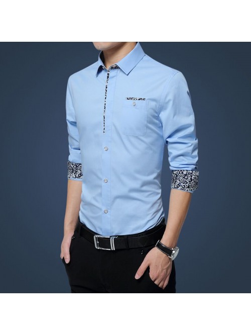  new men's long sleeve shirt men's Korea...