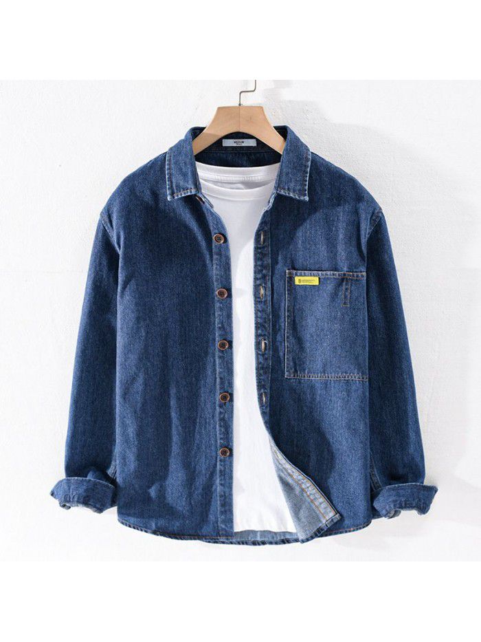 Japanese Long Sleeve denim shirt men's fashion wear autumn thin casual top youth cotton shirt coat 9412 