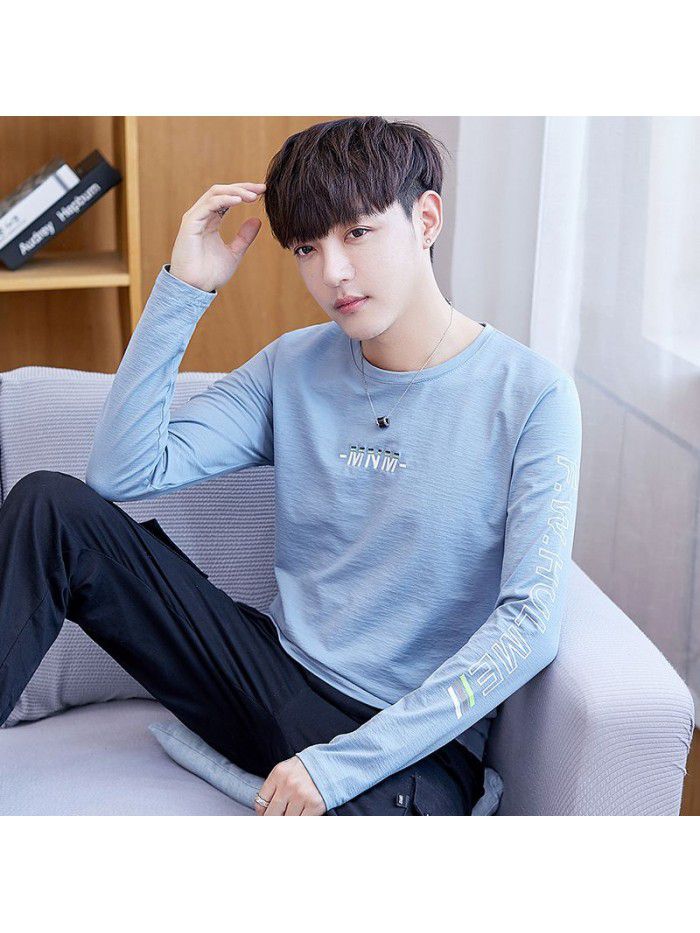  long sleeve t-shirt men's round neck simple and versatile autumn cotton casual long sleeve t-shirt men's youth fashion 