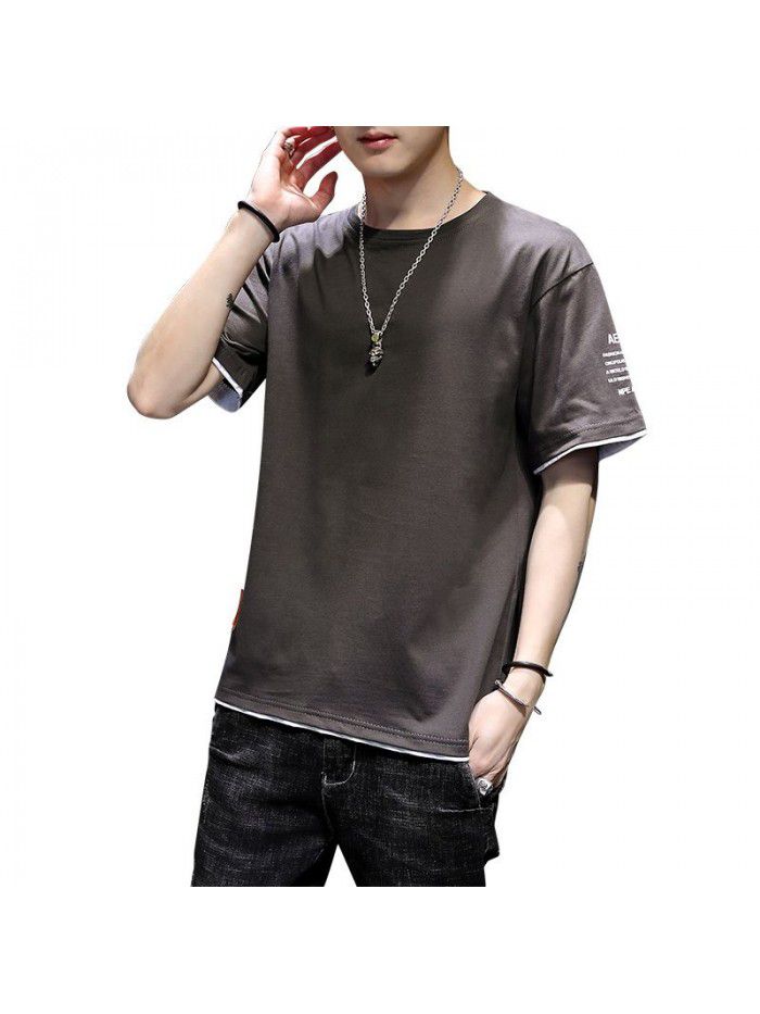 Men's short sleeve T-shirt fashion brand half sleeve men's  new summer loose and considerate student 
