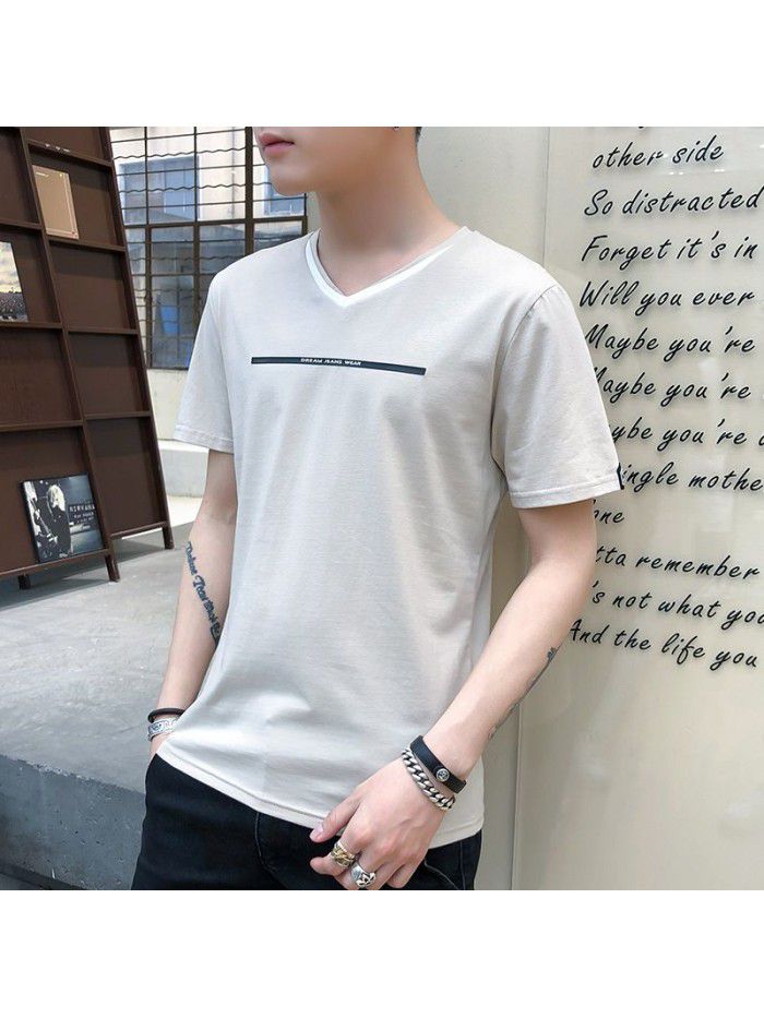 summer new men's short sleeve T-shirt cotton round neck Pullover Korean slim fit men's T-shirt half sleeve shirt 