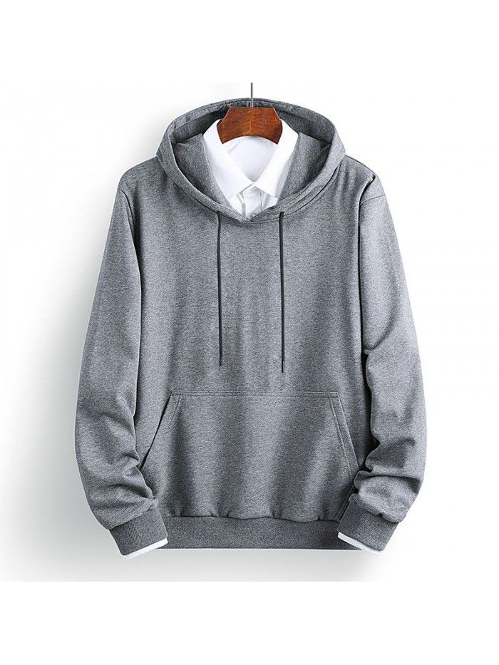 Spring and autumn new sweater men's casual men's coat solid color hooded Pullover trend young students 