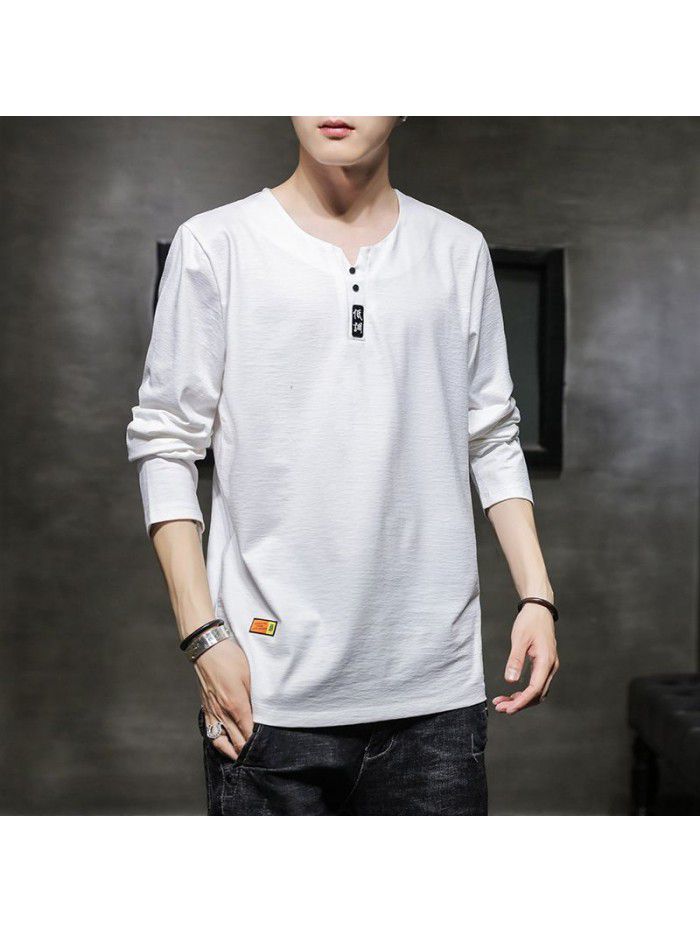  new men's long sleeve T-shirt Cotton autumn round neck body men's long sleeve base shirt fashion men's clothes 