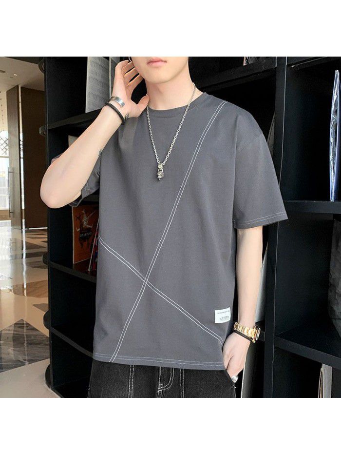 Men's Cotton Short Sleeve T-Shirt  new half sleeve Korean men's base shirt fashion men's loose and compassionate students 