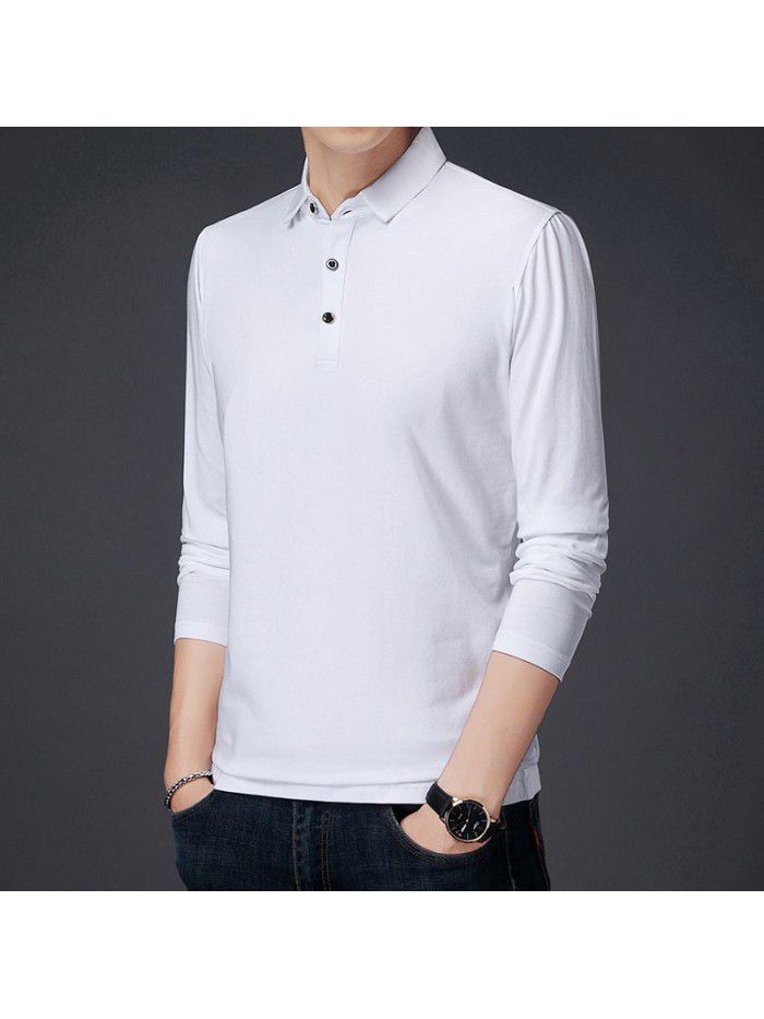  spring and autumn cotton long sleeve t-shirt men's casual slim fitting round neck men's shirt T-shirt middle aged Dad 