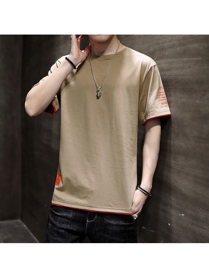 Men's short sleeve T-shirt fashion brand half sleeve men's  new summer loose and considerate student 