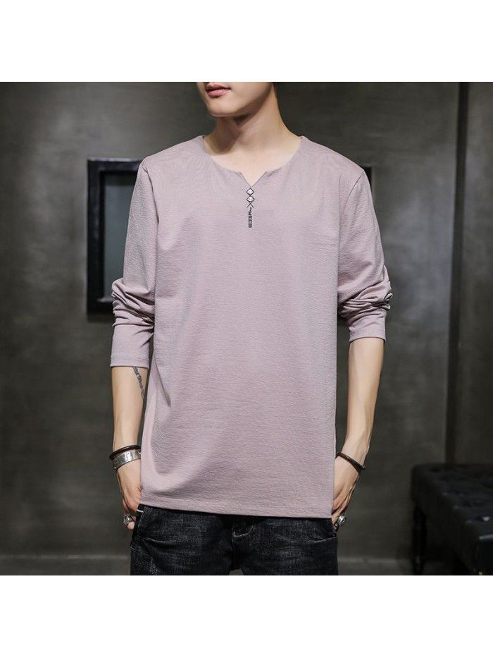 new men's long sleeve T-shirt Cotton autumn round neck body men's long sleeve base shirt fashion men's clothes 