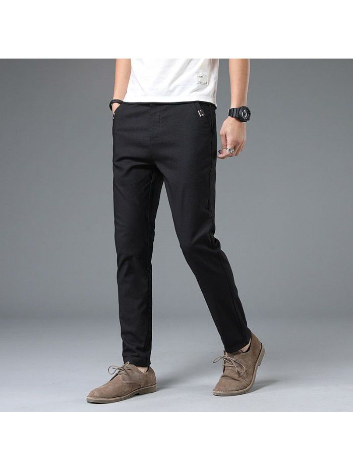 Pants men's Korean Trend slim stretch straight PANTS YOUTH simple formal casual men's trousers summer thin 
