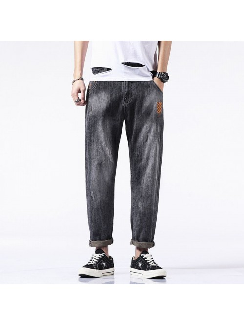 Spring and summer new embroidered stretch jeans me...