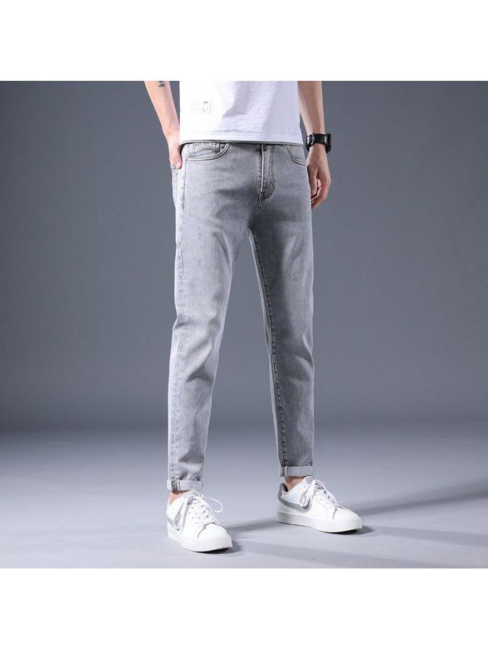 New jeans in spring and summer of  men's Korean slim elastic Leggings men's fashion casual pants 
