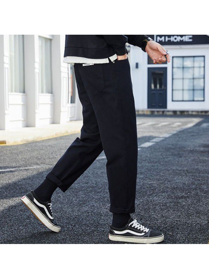 Loose fitting straight jeans men's fashion brand new Harem Pants for spring and summer men's casual simple wide leg daddy Capris 