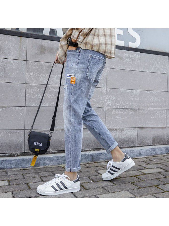Spring and summer new hole jeans men's Korean slim Leggings men's trend youth fashion casual pants 