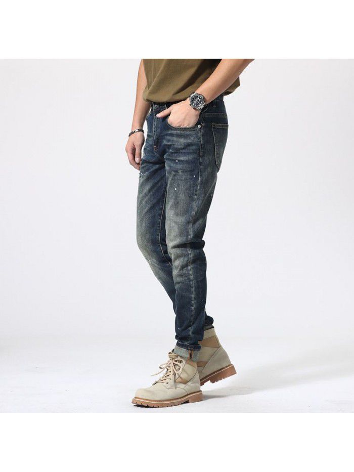 New jeans in spring and summer of  men's fashion brand Korean Leggings trend youth leisure slim stretch pants 