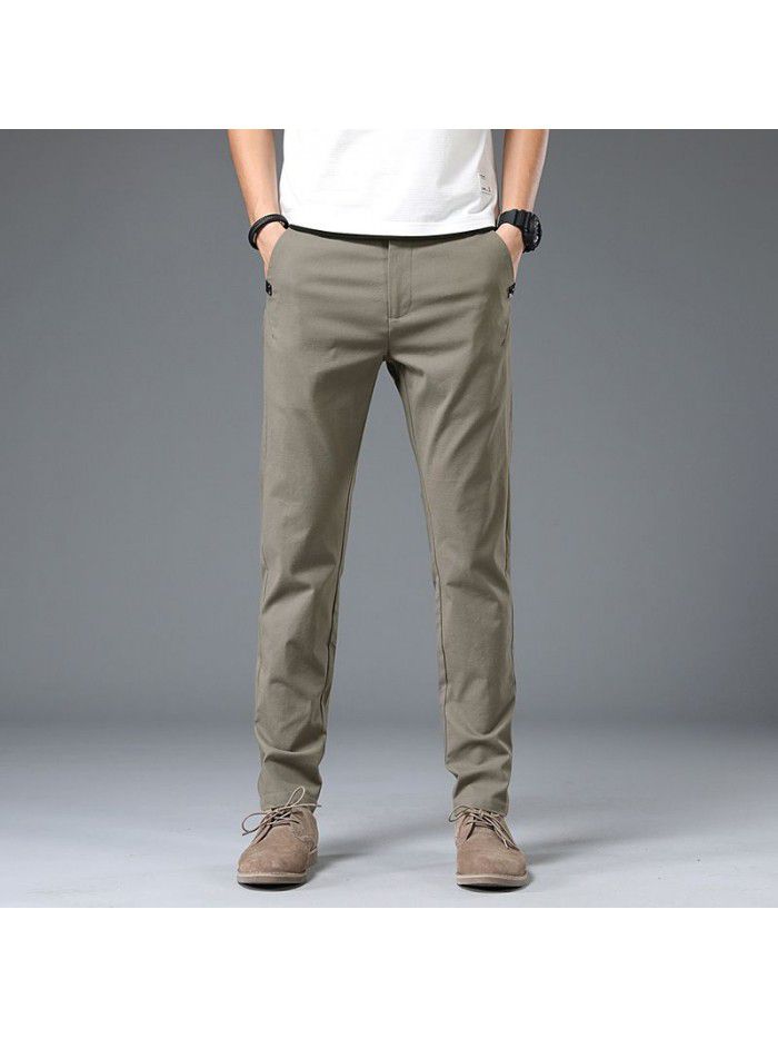  summer thin men's business casual pants men's Korean fashion youth simple trousers elastic slim pants 