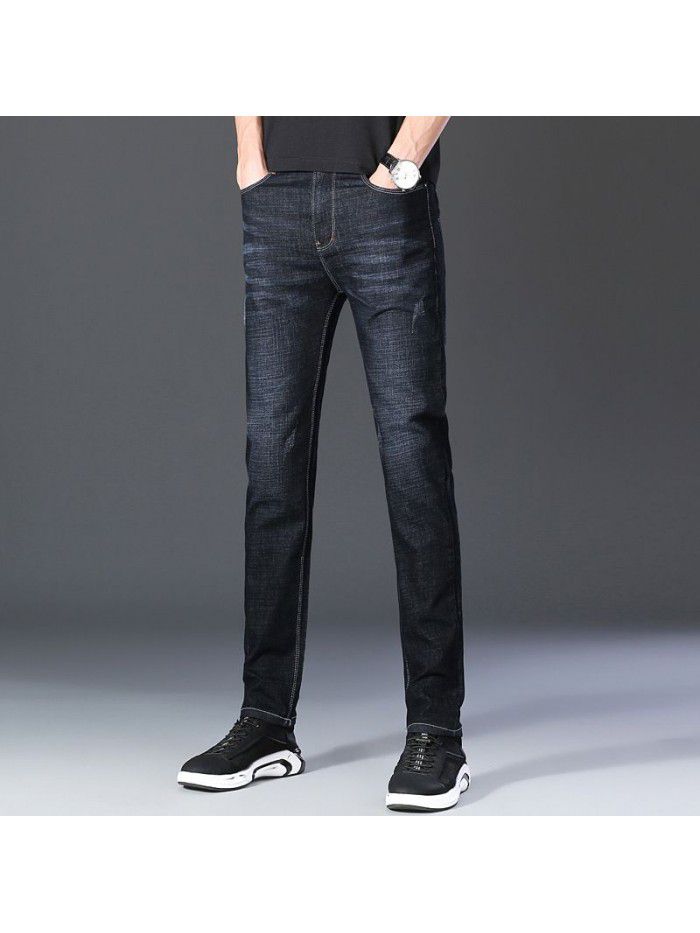 Spring and summer thin fashion brand stretch jeans men's Korean slim Leggings men's fashion casual pants 