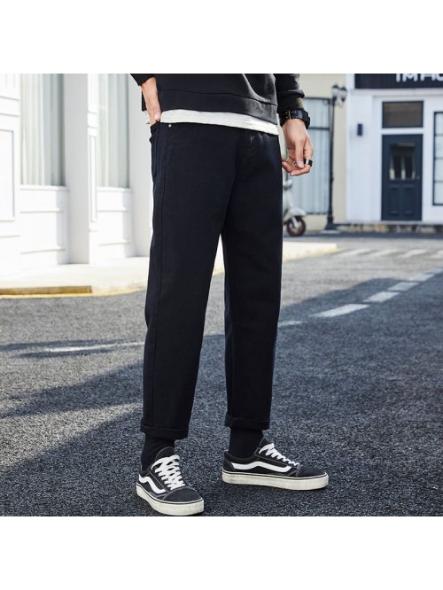 Loose fitting straight jeans men's fashion br...