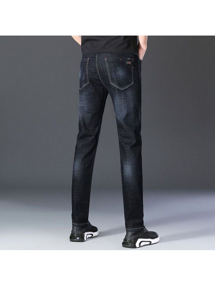 Spring and summer thin fashion brand stretch jeans men's Korean slim Leggings men's fashion casual pants 