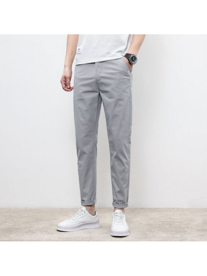spring new casual pants men's loose sports pants men's fashion Korean elastic straight Capris 