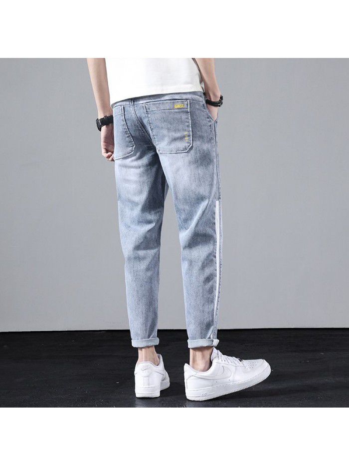 Stretch jeans men's  spring and summer new loose fit Harlan straight pants men's fashion simple casual pants 