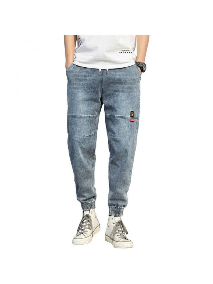 New men's jeans in spring and summer men's fashion brand loose legged Harlan pants men's youth leisure legged pants 