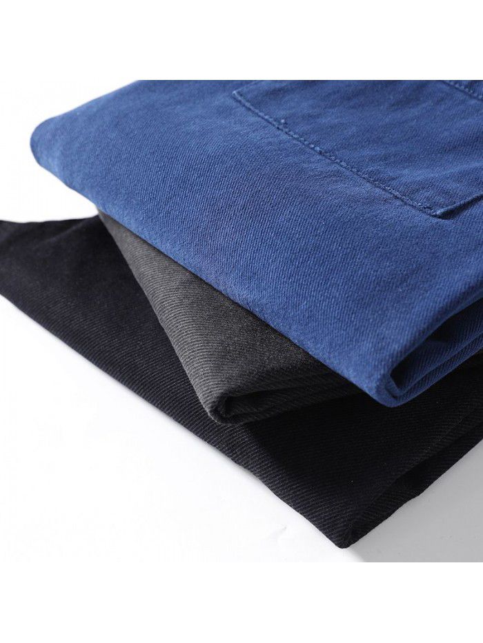 men's casual pants men's wash loose casual pants large elastic waist overalls men's wear 