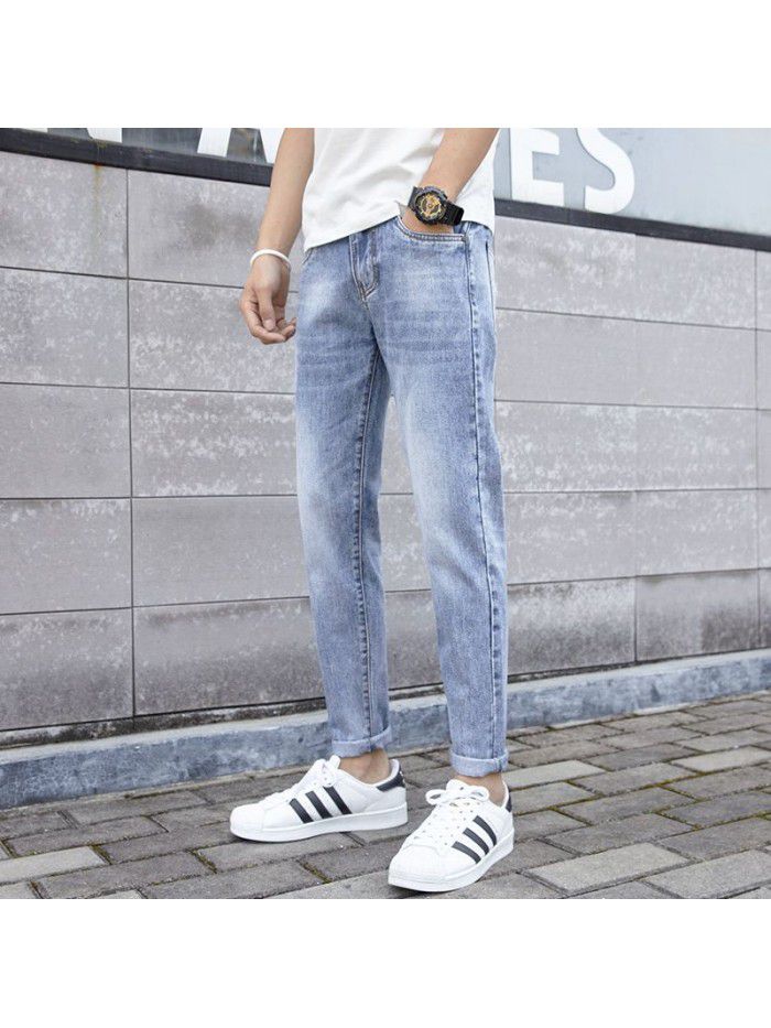 Jeans men's trendy Korean slim Leggings men's trendy youth fashion casual Capris new style in spring and summer 