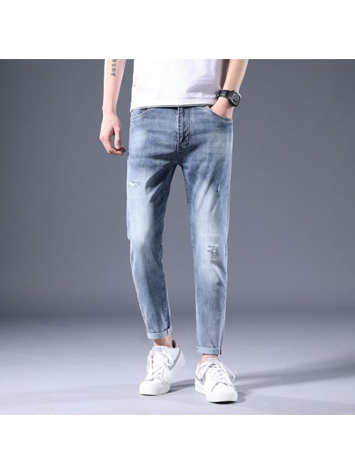 Hole jeans men's spring and summer new Korean...