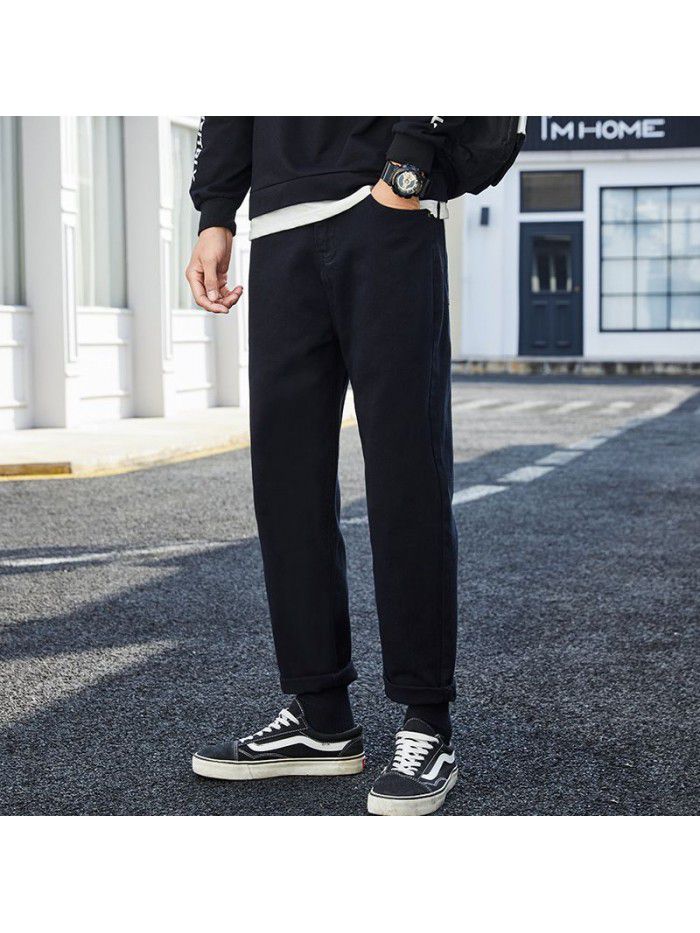 Loose fitting straight jeans men's fashion brand new Harem Pants for spring and summer men's casual simple wide leg daddy Capris 