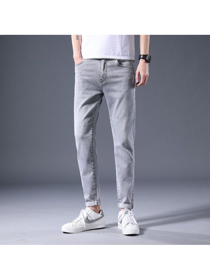 New jeans in spring and summer of  men's Korean slim elastic Leggings men's fashion casual pants 