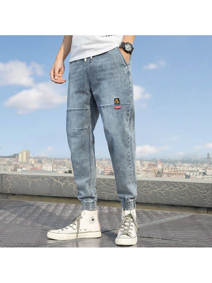 New men's jeans in spring and summer men's fashion brand loose legged Harlan pants men's youth leisure legged pants 