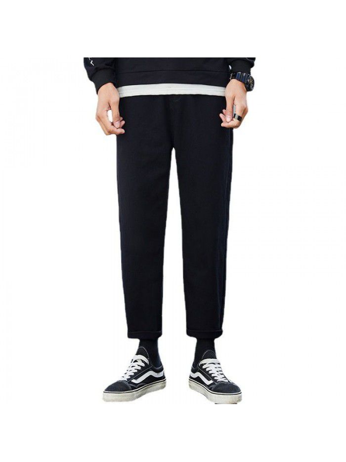 Loose fitting straight jeans men's fashion brand new Harem Pants for spring and summer men's casual simple wide leg daddy Capris 