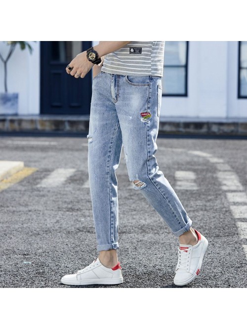 Hole jeans men's spring and summer new fashio...