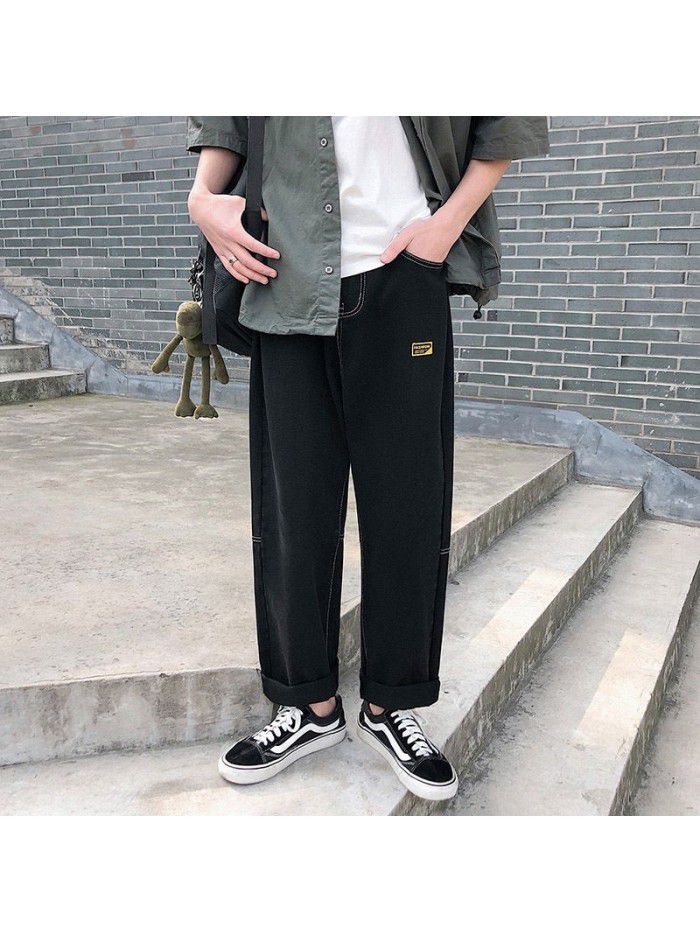  spring and summer new jeans men's loose straight wide leg pants men's fashion casual Harem Pants 