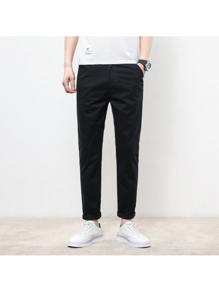 spring new casual pants men's loose sports pants men's fashion Korean elastic straight Capris 