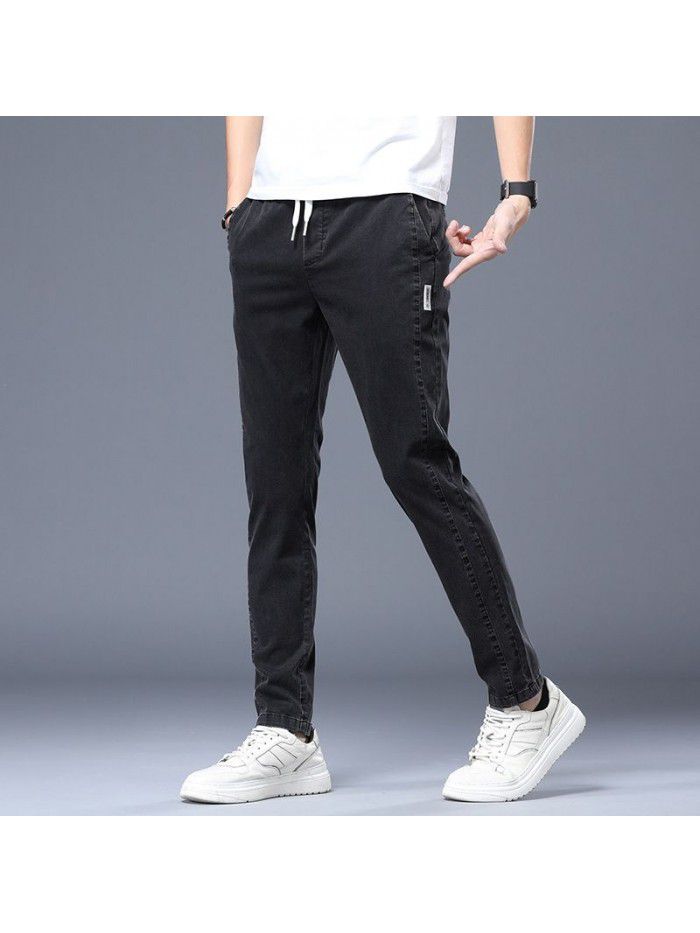 Spring and summer new fashion brand casual pants men's Korean slim Leggings men's youth trend elastic drawstring pants 