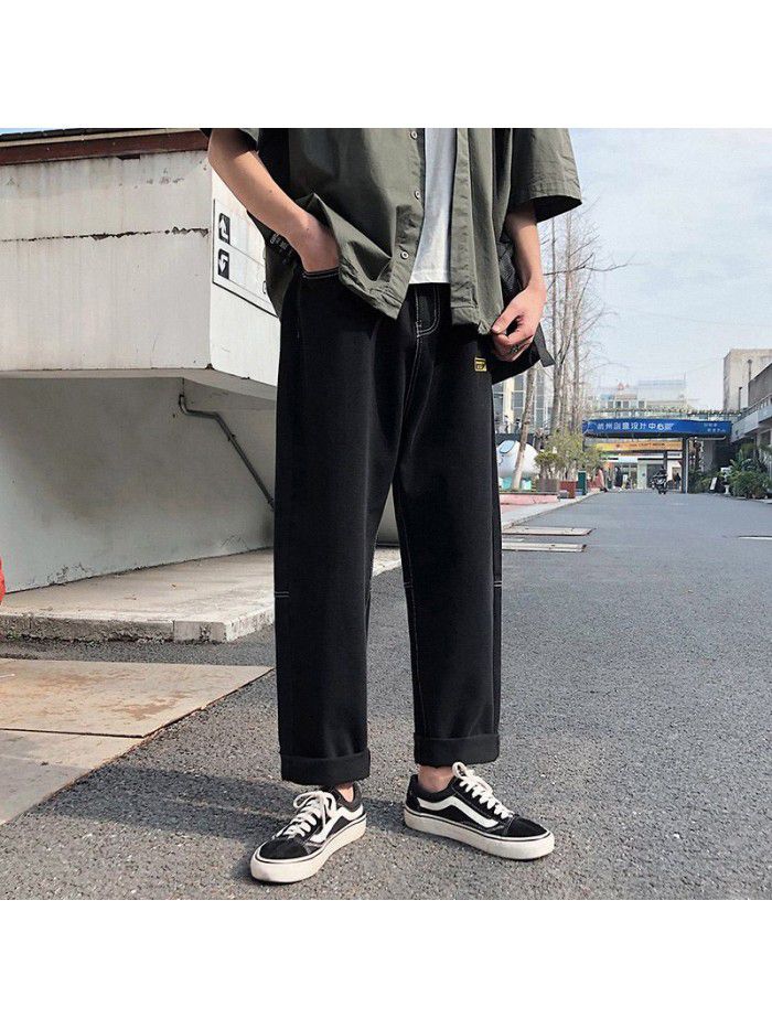  spring and summer new jeans men's loose straight wide leg pants men's fashion casual Harem Pants 