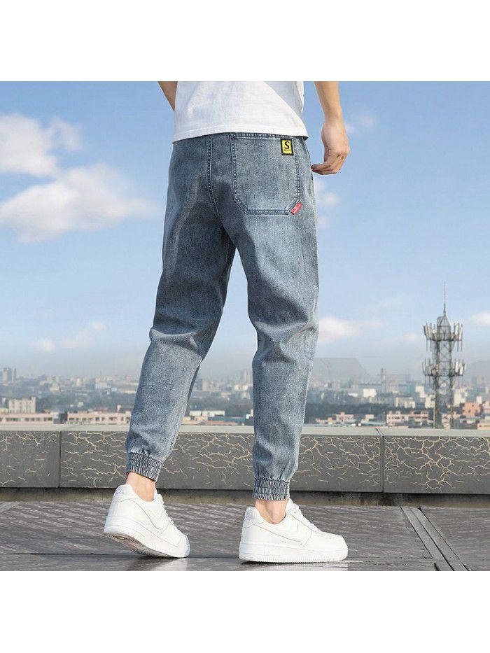 New men's jeans in spring and summer men's fashion brand loose legged Harlan pants men's youth leisure legged pants 