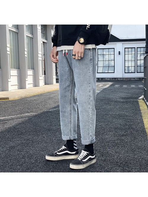 Spring and summer new jeans men's loose strai...