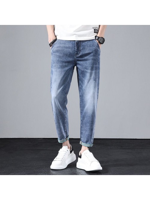  spring and summer new jeans men's loose stra...